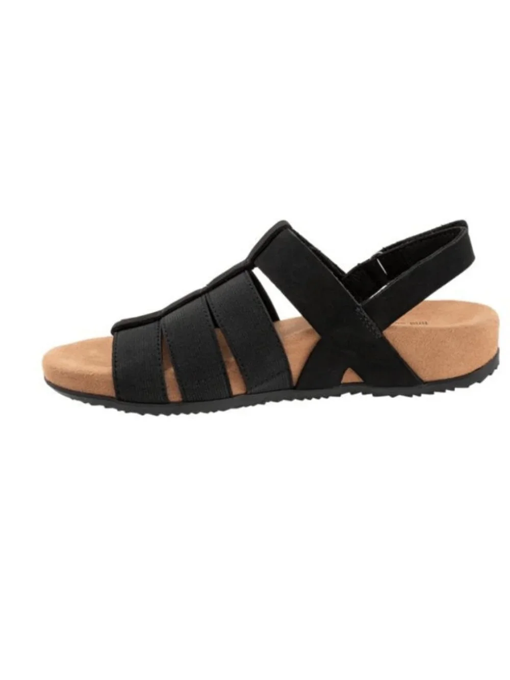 SoftWalk Burnaby Women's Nubuck Fisherman Sandal - Black Nubuck
